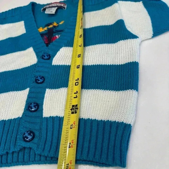 NWT Dockwear Kids Cardigan Sweater Teal & White Unisex Size 3T - Picture 5 of 12